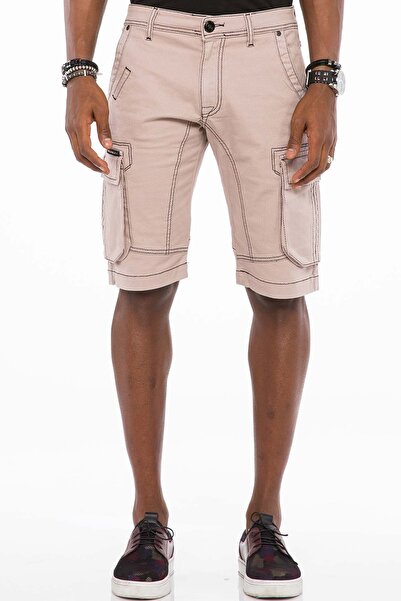 Cipo&Baxx Erkek Gri Kontrast Dikişli Kargo Cepli Kapri Ck188