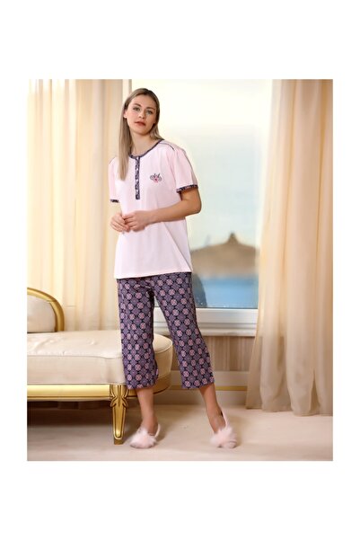 STYLE SENFONİ Bayan Pembe Battal Kapri Pijama