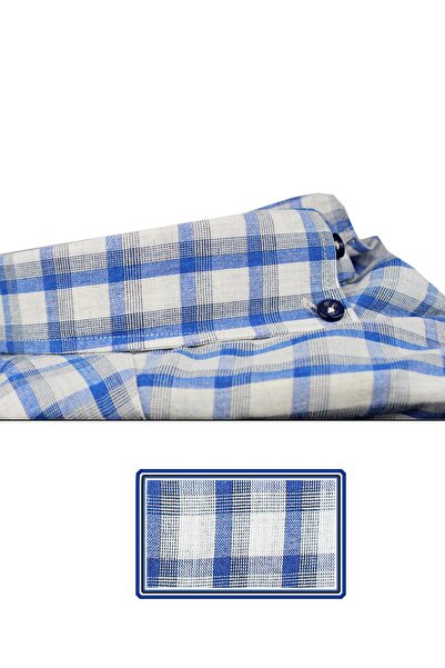 Varetta Мъжка тъмносиня риза с дълъг ръкав, яка с копчета и един джоб, карирана, класическа кройка, 100% памучен каре