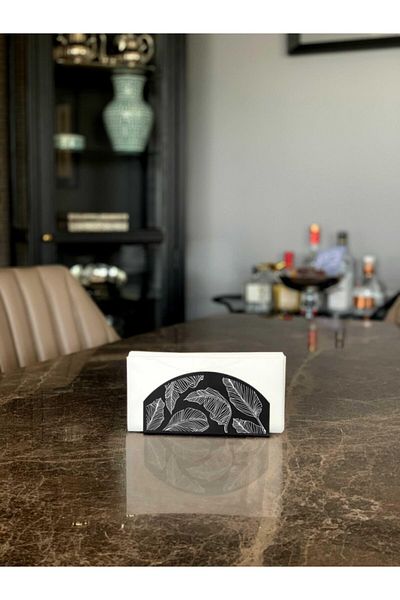 The Mia Napkin Holder Black 16 X 8 Cm - Banana Palm