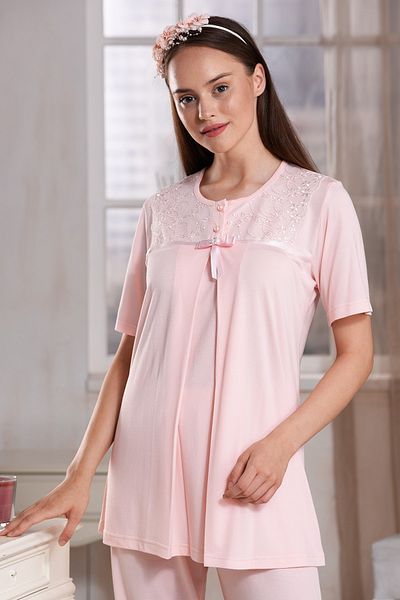 Emose Maternity Pajamas and Dressing Gown Powder