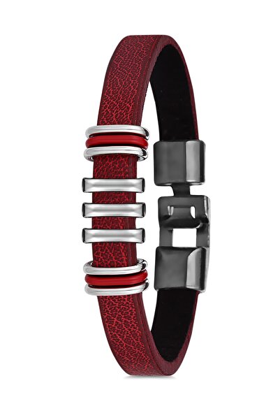 Marka7 Burgundy Color Men's Bracelet in Gift Package