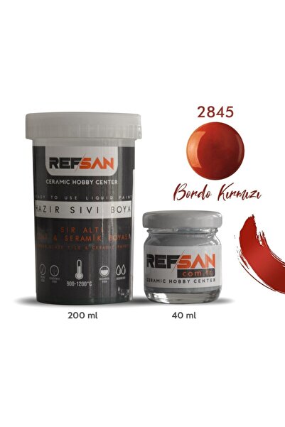 Ref-San Hazır Çini Ve Seramik Boyası 2845 Bordo Kırmızı - 40 ml