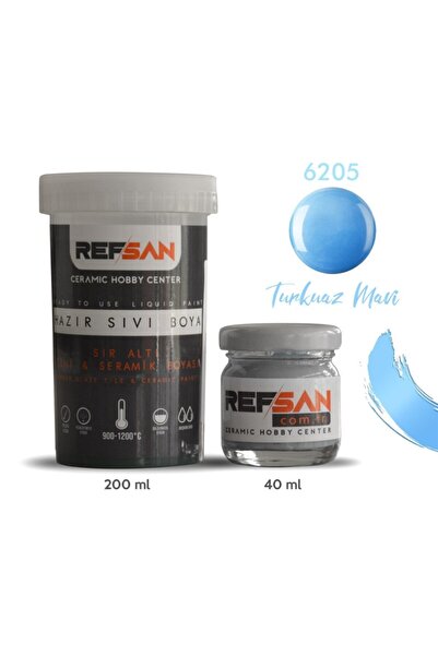 Ref-San Hazır Çini Ve Seramik Boyası 6205 Turkuaz (açık Mavi) 40 Ml