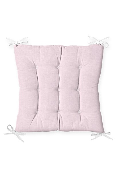 Realhomes Açık Pembe Düz Renkli Dijital Baskılı Pofidik Kare Sandalye Minderi