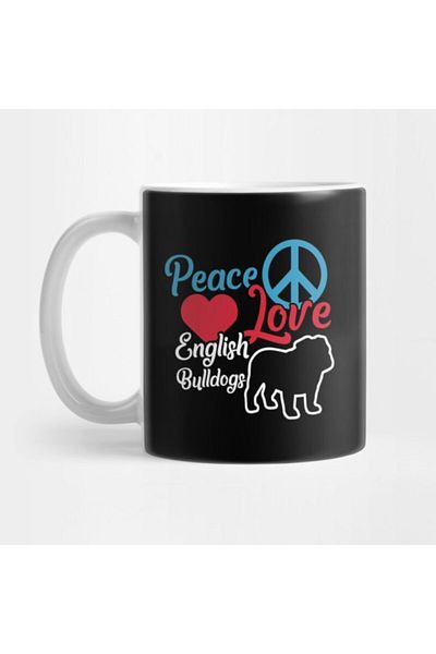 TatFast كوب Peace Love French Bulldogs، هدية، مهر، عرض