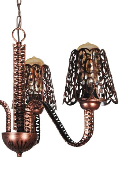 VENON Güven Avize Alisa 3 Lü Camı Metal Siyah Bakır Patine Avize 0053697