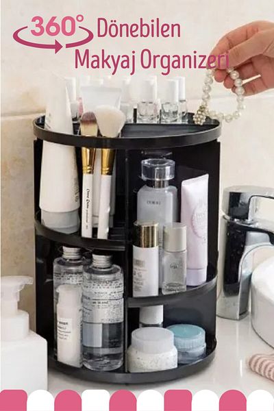 Vienev 360 Degree Rotating Black Makeup Organizer