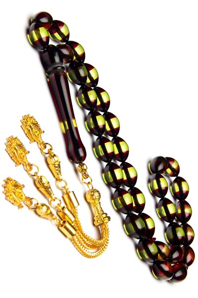 OTTOTESBİH Arpa Kesim Yeşil Bordo Sürmeli Kokulu Toz Kehribar Tesbih