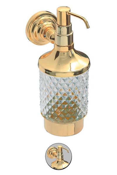 Maya Line Pvd Gold Mounted Liquid Soap Dispenser Frosted Glass 100% Brass