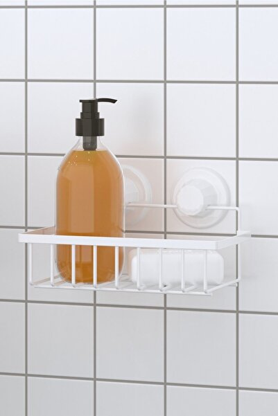 Teknotel Delme Vida Matkap Yok! Vakumlu, Yapışkanlı Tek Katlı Banyo Rafı Beya...
