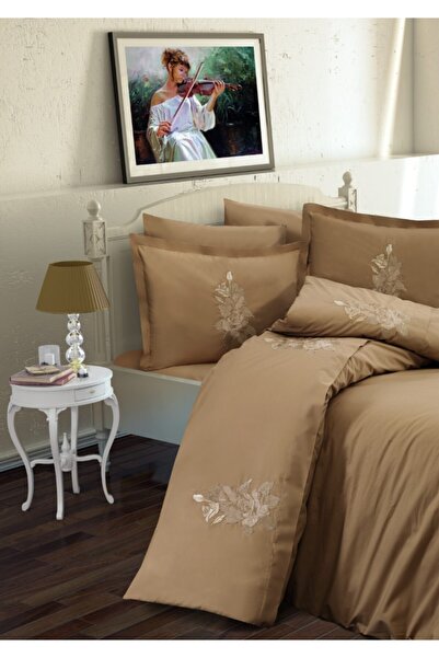 Essen Rozerin Çift Kişilik 6 Parça Gül Nakışlı Pamuk Nevresim Takımı