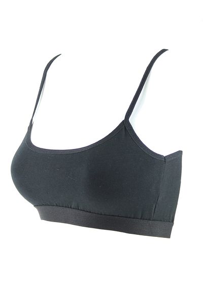Doce Cravo Girl's Black Combed Cotton Covered Thin Strap Bra 502-c