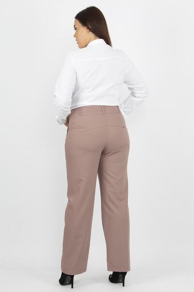 Şans Women's Large Size Mink Classic Fabric Trousers 65n19105