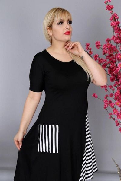 Mezura Γυναικείο Μαύρο Φόρεμα Βισκόζης Plus Size