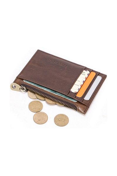 Contact’S Επαφές Tono - Γνήσιο δέρμα Ultra Slim Brown Ανδρική θήκη για κάρτες