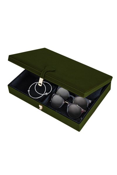 Adalinhome Leather Jewelry Box 31x22,5x6 Cm Khaki