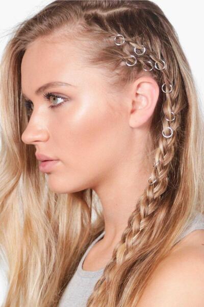 C&E Design Kadın 18'li Trendy Silver Saç Küpe Seti