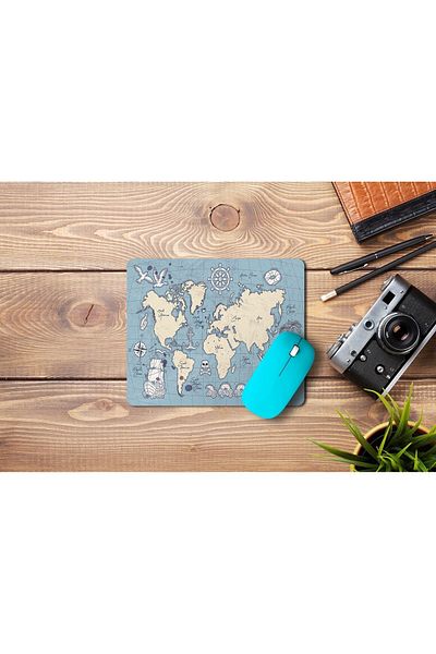 WuW Retro World Map Rectangular Anti-Slip Base Mouse Pad