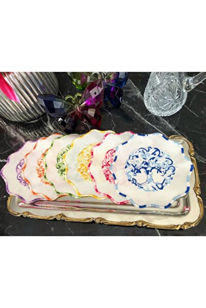 Elif İpek Hometex مجموعة مناديل كوكتيل شجرة الحياة مكونة من 6 قطع