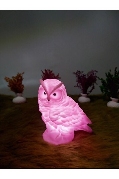 Genel Markalar Pembe Led Işıklı Baykuş Gece Lambası, Sıcak ve Şık Ortam Aydınlatması