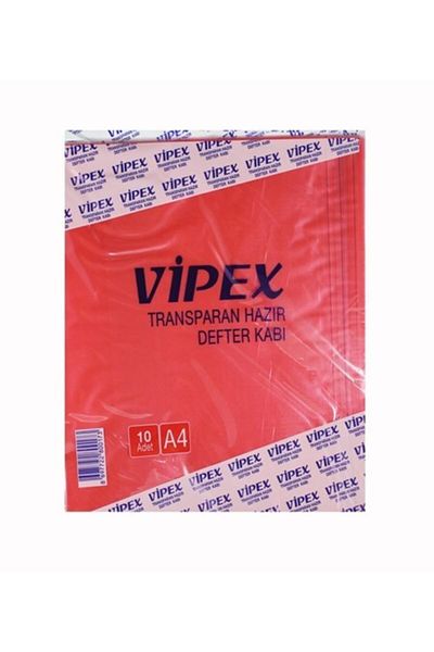 VİPEX A4 Red Transparent Notebook Container Adhesive Notebook Container 10 Pieces Red Ready-made Notebook Container17496738