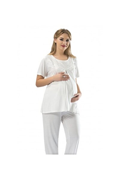 TİSTA Sistina Жіночий білий піжамний комплект для породіль