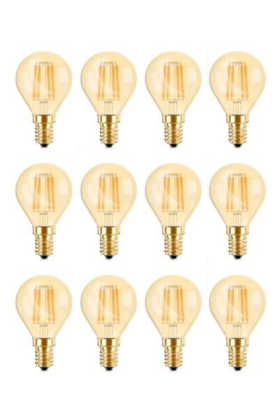 ORBUS 4w E-14 Duylu Fılament Led Ampul Sarı Işık 12 Adet Bal Rengi Cam