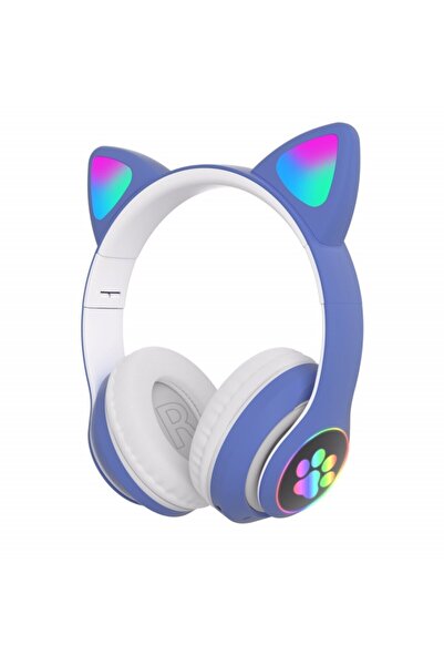AteşTech Kart Girişli Kedi Bluetooth Kulaklık Yüksek Ses Akıllı Led Kulaklık