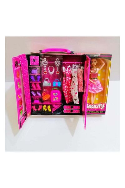 Kayyum Oyuncak Beauty Elite Barbie Jointed Doll with Wardrobe 30 Pieces D:4