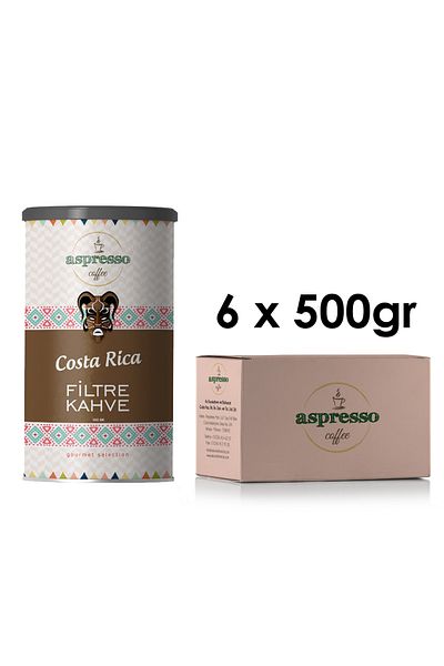 Aspresso Costa Rica Filter Coffee 500 GrTin Box X 6 Pieces