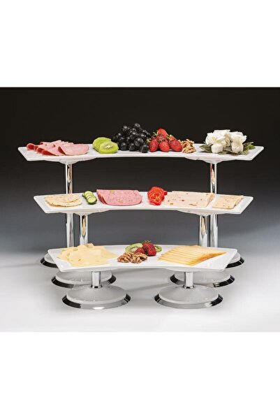 Zicco حامل عرض مع صينية ميلامين، ثلاث طبقات، أبيض