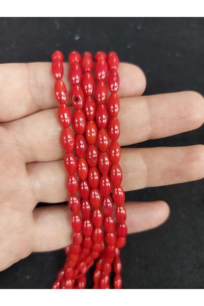 Yüksel Boncuk 9*6 Mm Barley Coral String Natural Stone