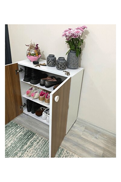 IRMAK MOBİLYA Ceviz Rengi Ayakkabılık Safir Çok Amaçlı Dolap Hol & Mutfak & Banyo & Ofis & Balkon