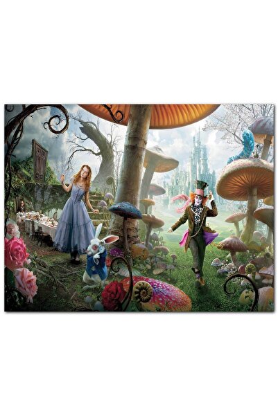 Cakatablo Ahşap Tablo Alice Harikalar Diyarında Görseli (25x35 Cm Boyut)