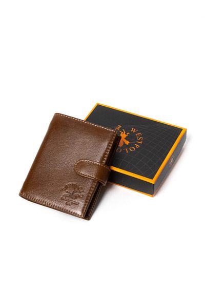 WEST POLO CÜZDAN Tan Genuine Leather Men's Wallet Card Holder