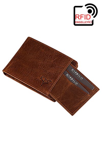 Garbalia Портфолио с ръчно изработени RFID блокери от естествена кожа Crazy Tan Coin