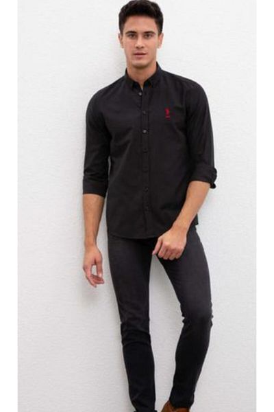 U.S. Polo Assn. Cămașă neagră pentru bărbați