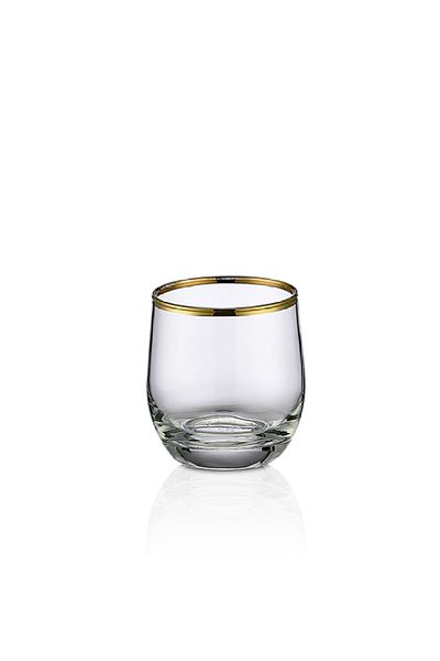 KCD Bolero Gold Cut Hand Decor Gilded 6 Pieces Patterned Water Glass Set