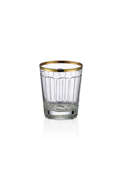 KCD Elegance Gold Cut Hand Decor Gilded 6 Pieces Patterned Water Glass Set
