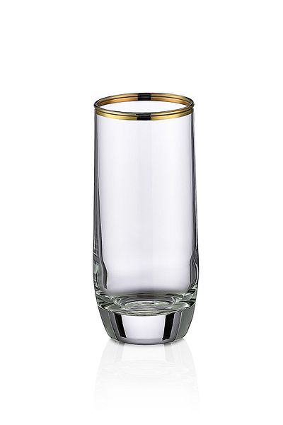 KCD Bolero Gold Cut Hand Decor Gilded 6 Pieces Patterned Water and Soft Drink Glass Set
