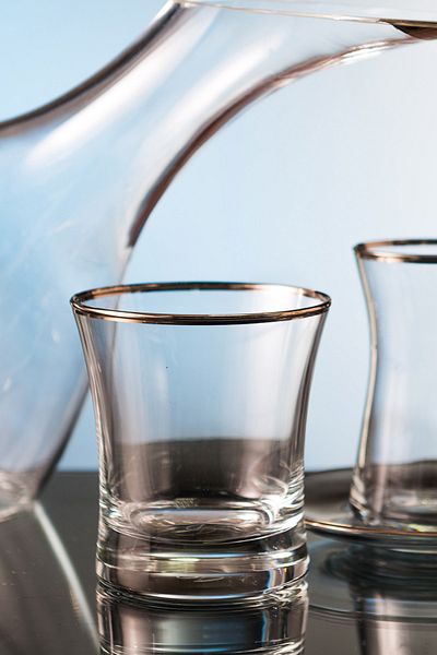 KCD Soprano Platinum Cut Hand Decor Gilded 6 Pieces Patterned Water Glass Set