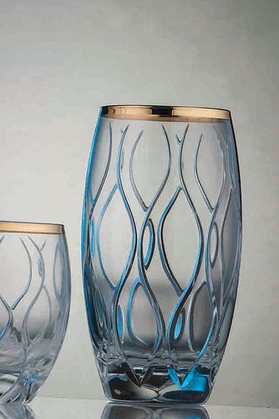 KCD Kilim Gold Cut Hand Decor Gilded 6 Pieces Patterned Water and Soft Drink Glass Set