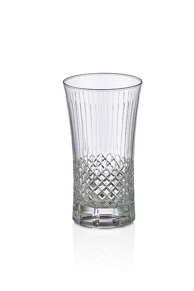 KCD Antique Simple Cut Hand Decor Gilded 6 Pieces Patterned Water and Soft Drink Glass Set