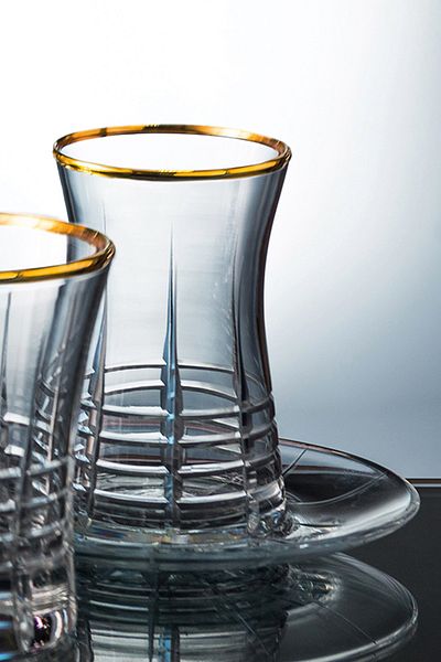 KCD Helen Gold 12-Piece Tea Cup Set for 6 People