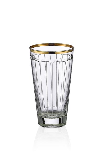 KCD Elegance Gold Cut Hand Decor Gilded 6 Pieces Patterned Water and Soft Drink Glass Set