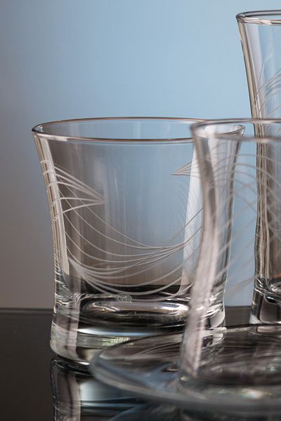 KCD Ebrar Simple Cut Hand Decor Gilded 6 Pieces Patterned Water Glass Set