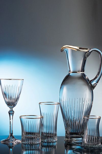 KCD Lavita Platinum 31 Piece Glass Tableware Presentation Dowry Set Water Cup Set Cutting Hand Decor