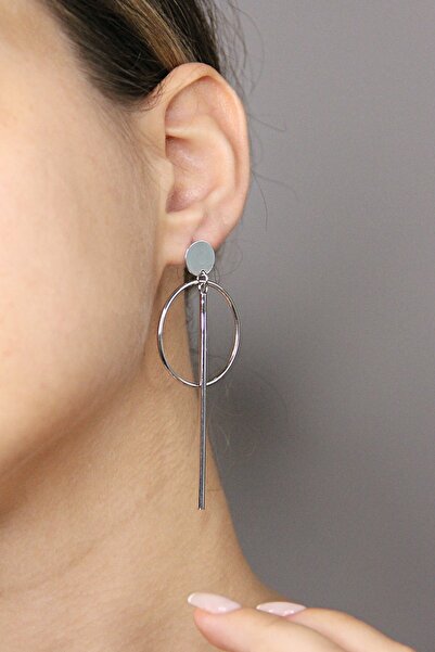 Argentum Concept 925 Ayar Gümüş Halkalı Çubuklu Tasarım Küpe - K093601