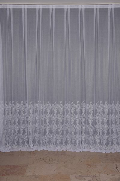 AKÇA TEKSTİL Off White Single Winged Leaf Model Pleated Background Curtain - 300*260 Cm